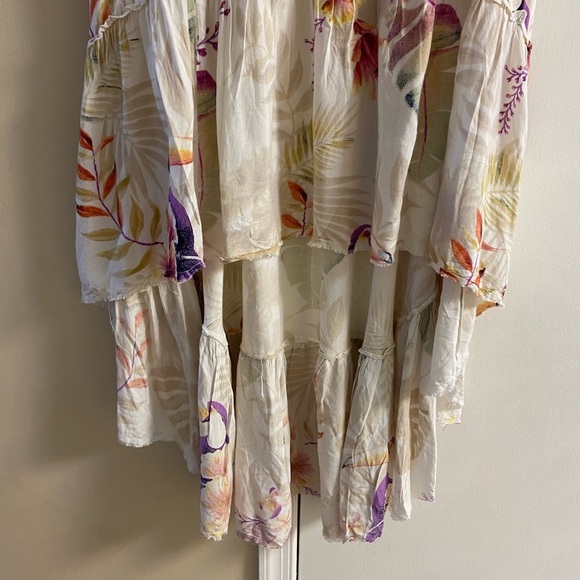 Z&L skirt off white toucan forest tropical print high low hem Small - Picture 4 of 9